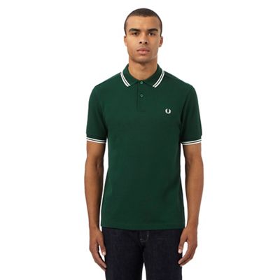 Fred Perry Dark green twin tipped regular fit polo shirt